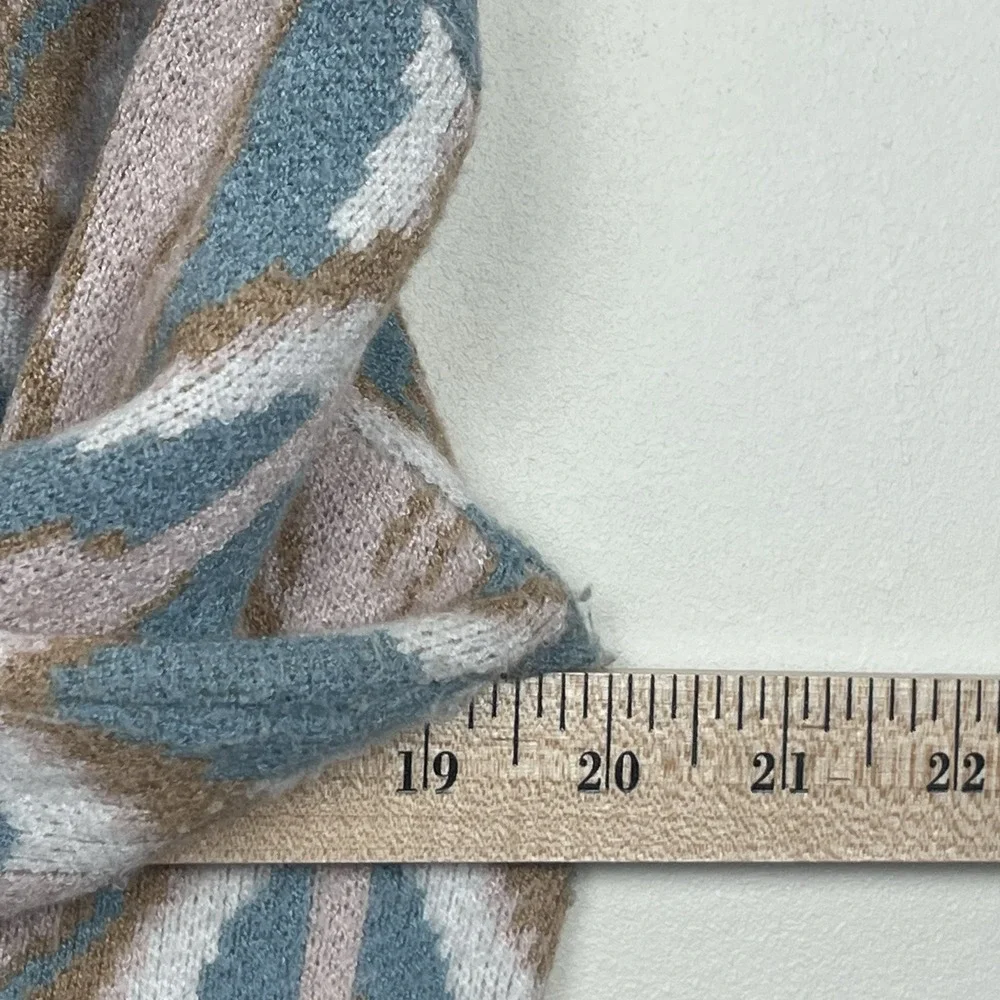 Laundry by Shelli Segal Pink Blue Geometric Ikat Crewneck Sweater XS *Flaws* - Picture 7 of 8